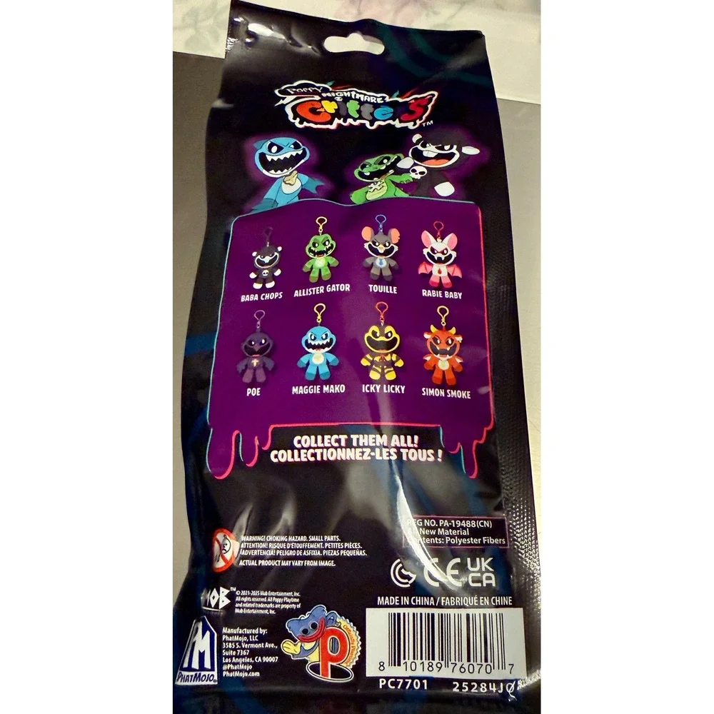 PhatMojo Poppy Playtime Nightmare Critters Kids OS Purple New Mystery Plush Clip